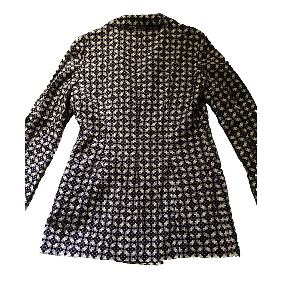 NWT Lillie Rubin Trench Coat Womens Size 8 Purple Geometric Pattern Long Jacket - Picture 4 of 13